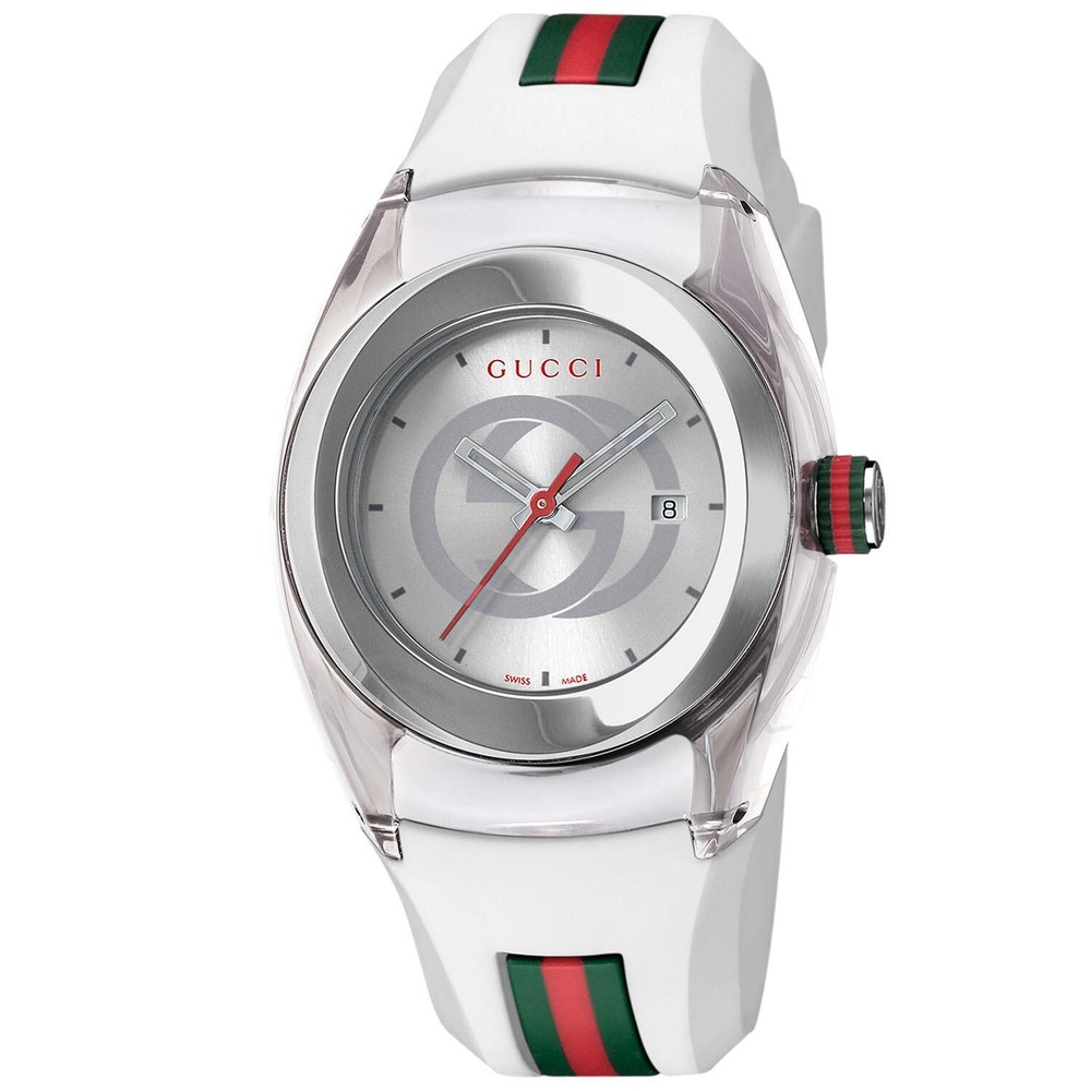 Gucci Sync L Women's White Rubber Strap Quartz Watch - YA137302 ($670 MSRP)