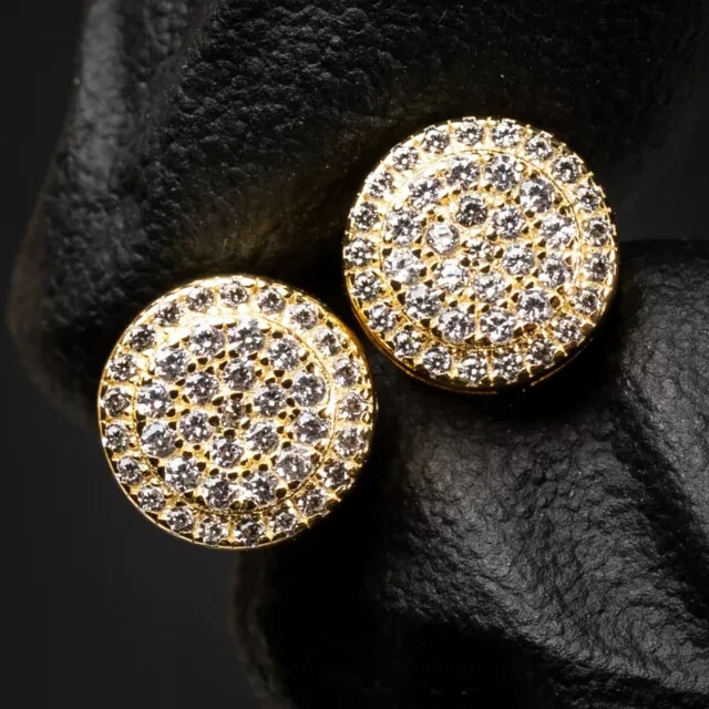 2Ct Round Cut Simulated Diamond Unisex Christmas Stud 14K Yellow Gold Plated