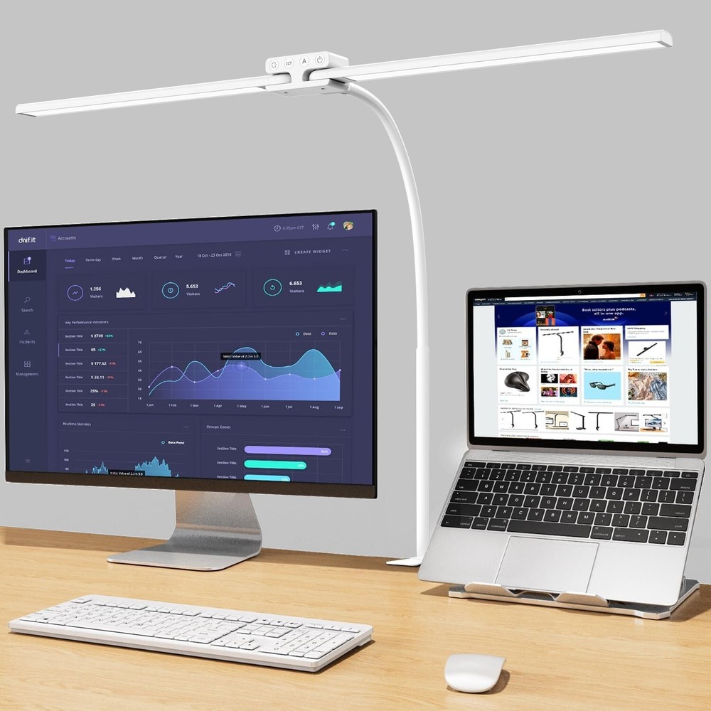 Adjustable 24W LED Desk Lamp with Touch Control - Perfect for Large Work Areas