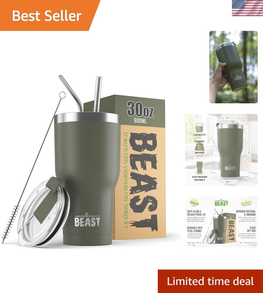 Beast 30 oz Insulated Stainless Steel Travel Mug in Army Green
