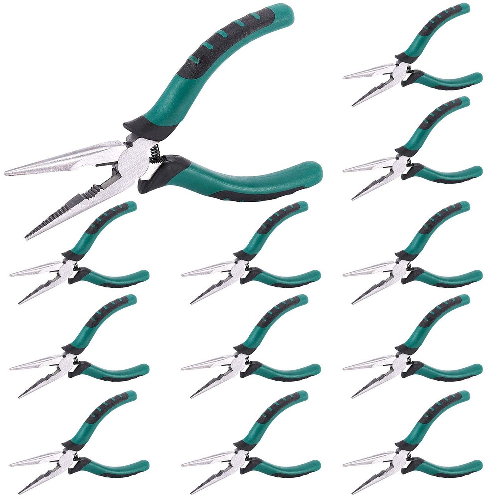 12-Piece 6.5-Inch Heavy Duty Spring Needle Nose Pliers with Side Cutters