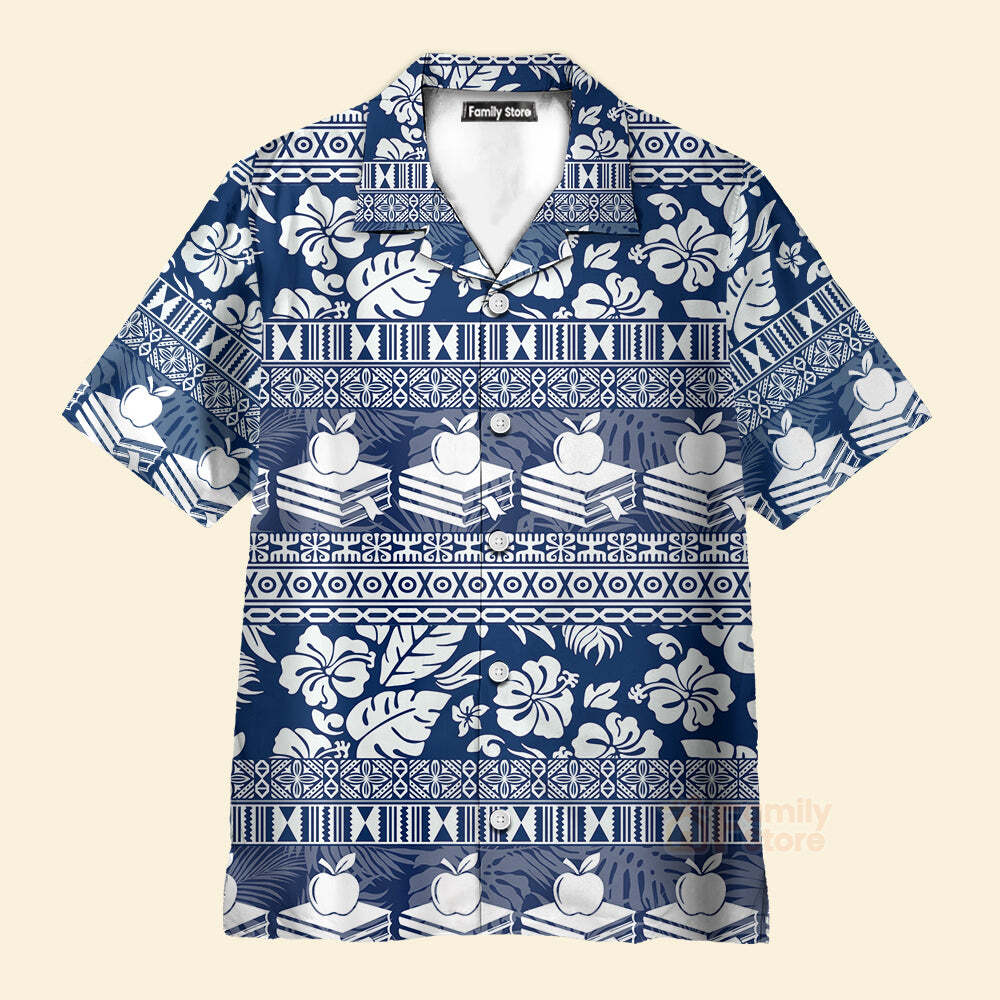 Hibiscus Leaf Print Hawaiian Shirt for Teachers