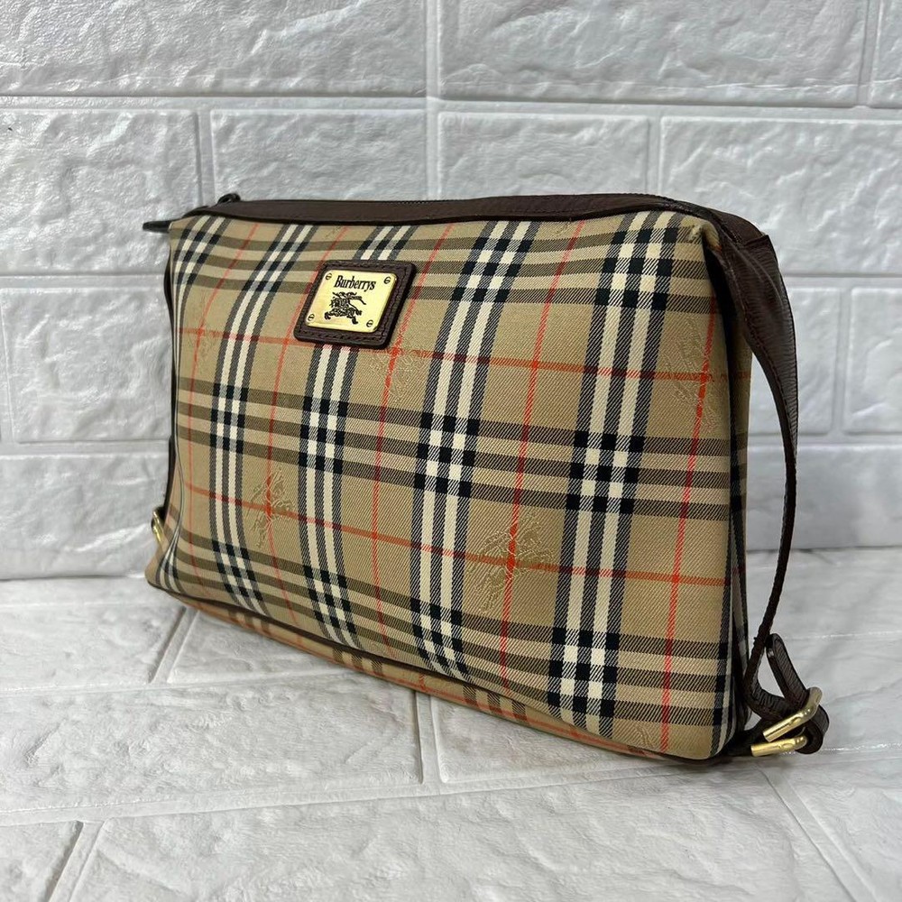 Burberry Second Bag With Handle Nova Check Canvas Leather