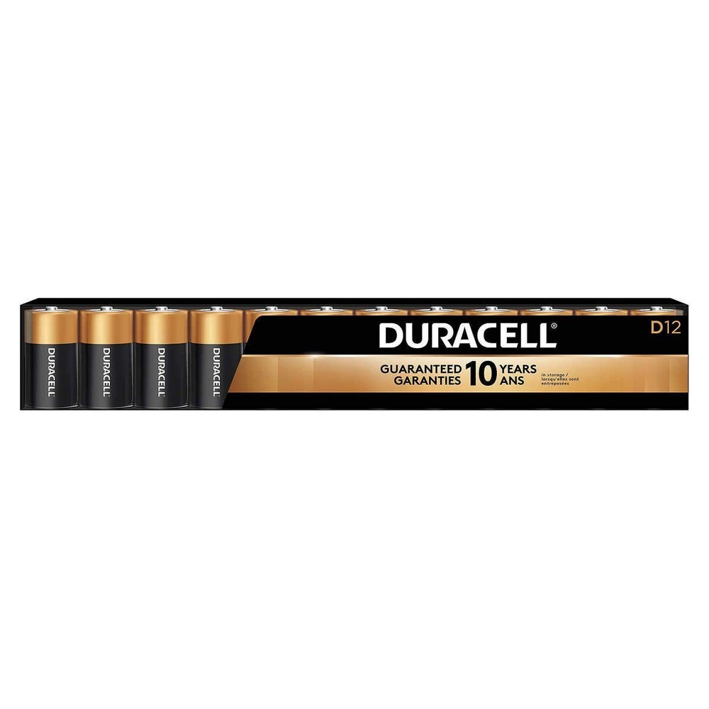 Duracell Coppertop D Alkaline Batteries, Long-Lasting Power for Devices, 12-Pack