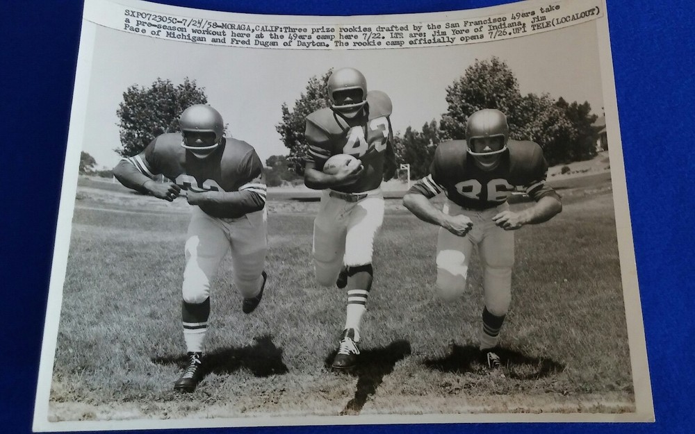 International news press photo of 49ers Rookies Jim Yore Jim Pace Fred Dugan