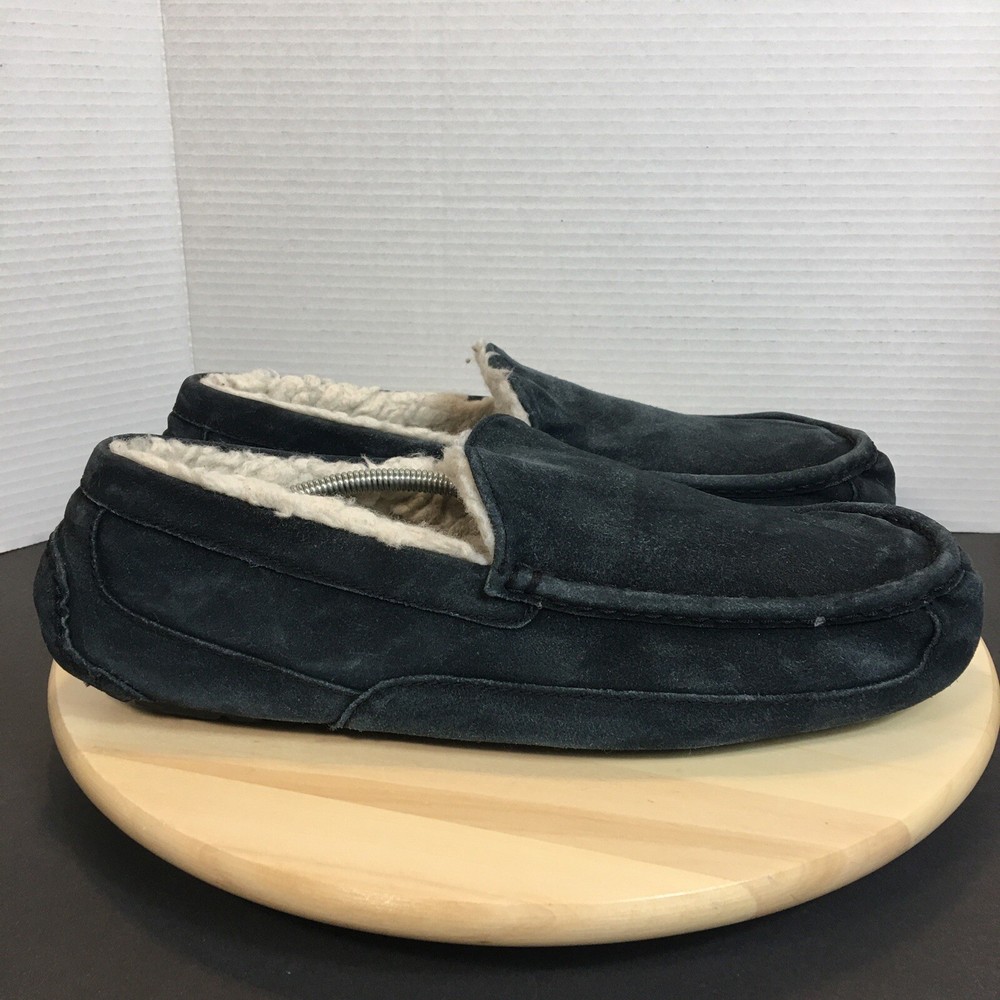 UGG Ascot Men's Slippers Shoes Size 16 Sheepskin Lined Suede Black