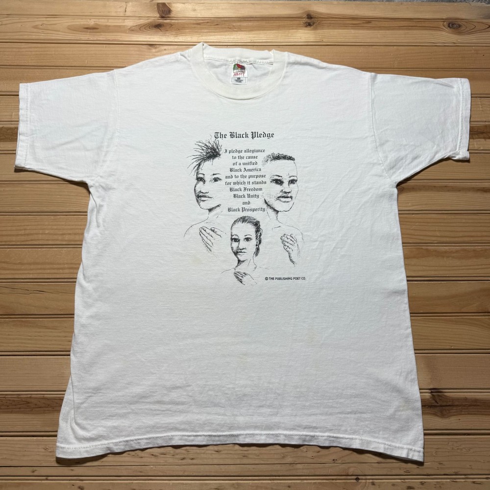 Vintage 90s The Black Pledge Black History Civil Rights Graphic T-Shirt Size XL
