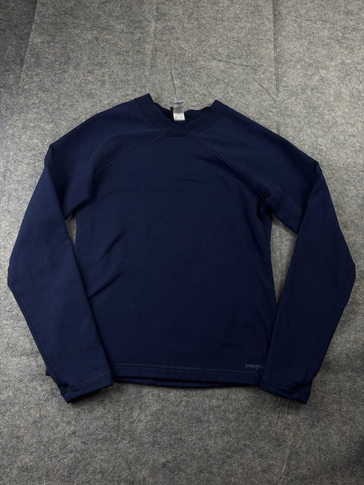 Patagonia Mens M Navy Capilene Midweight Base Layer Long Sleeve Sweatshirt Made in USA