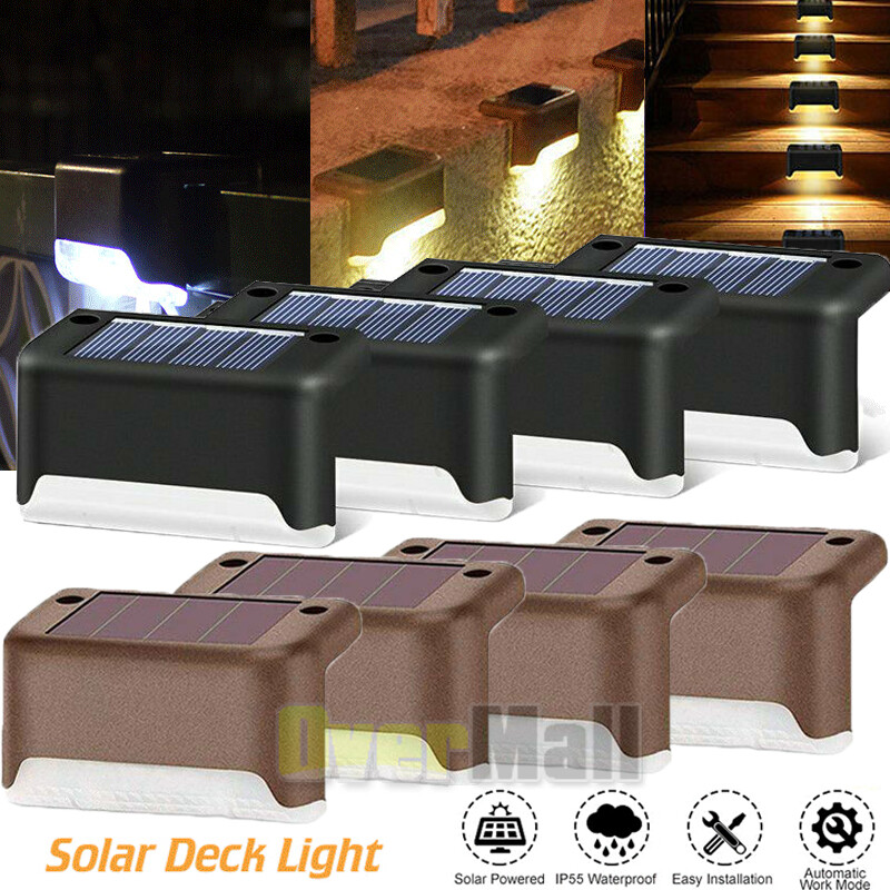 4PK Solar LED Fence Lights for Outdoor Steps Deck Garden Decor  