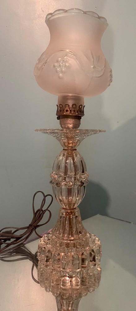Beautiful Antique Crystal Electric Lamp Glass Globe