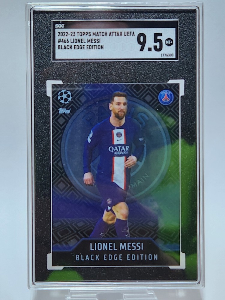 2022 Topps Match Attax UCL Black Edge Edition Lionel Messi #466 SGC 9.5 Mint+