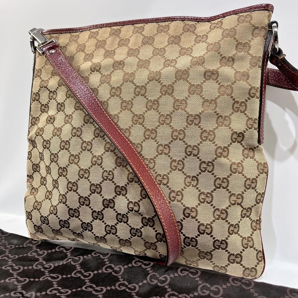 GUCCI GG Canvas Beige Shoulder Bag 1956 Vintage Authentic F06181567