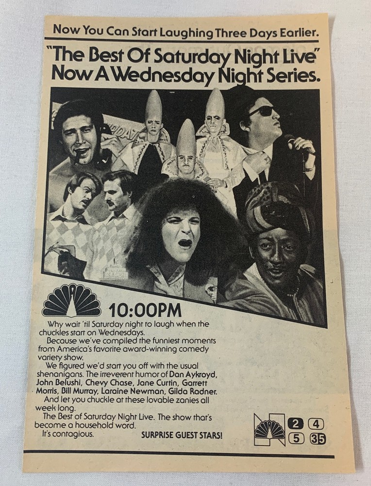 1979 NBC tv ad~ BEST OF SATURDAY NIGHT LIVE Coneheads, John Belushi, Chevy Chase