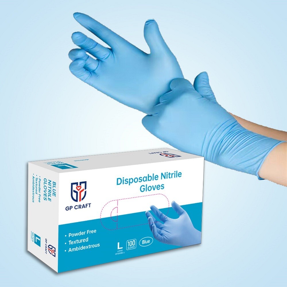 100pc Nitrile Exam Gloves 3-mil Latex-Free Medical Food-Safe Disposable