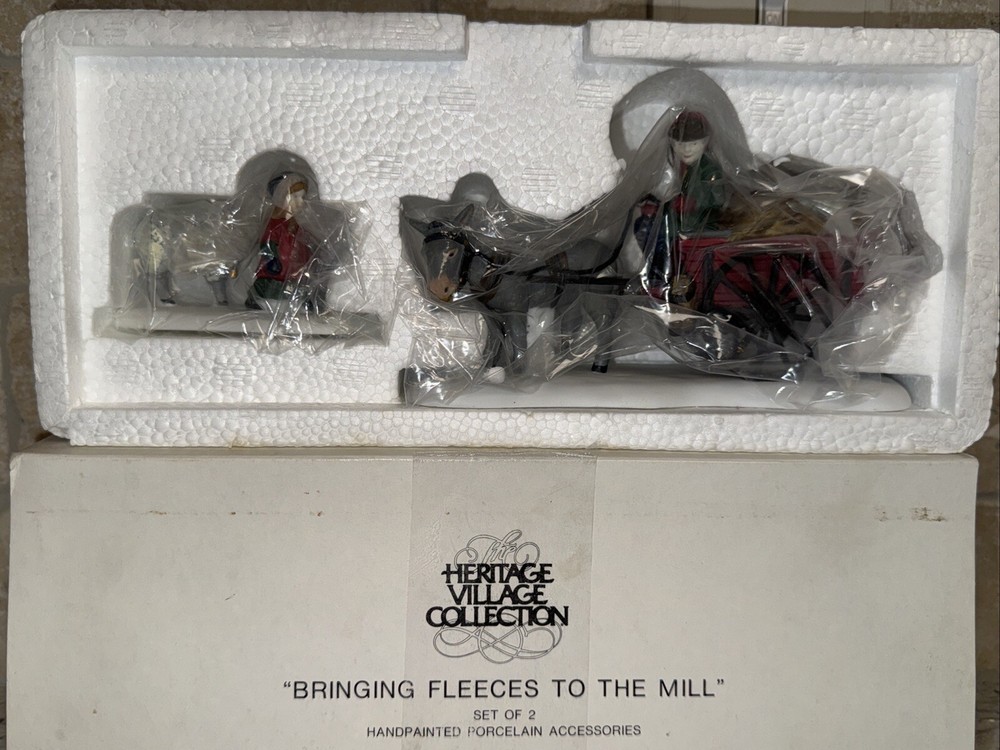Dept 56 Bringing Fleeces to the Mill NEW Retired Dickens Village Set Of 2 Pc NIB