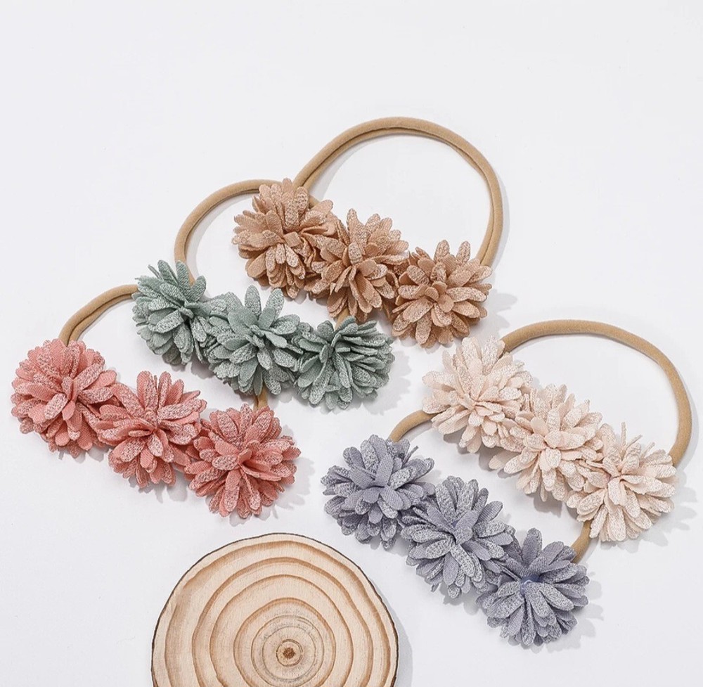 Baby Newborn Girls Flower Headband Elastic Hair Band Girls Bow 5 Pack Mixed