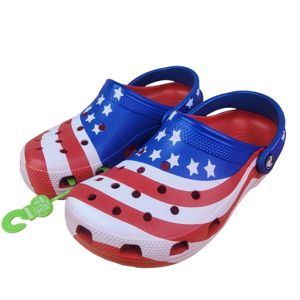 Crocs Classic American Flag Clog Men’s Size 6 - Women’s 8 USA Patriotic NWT