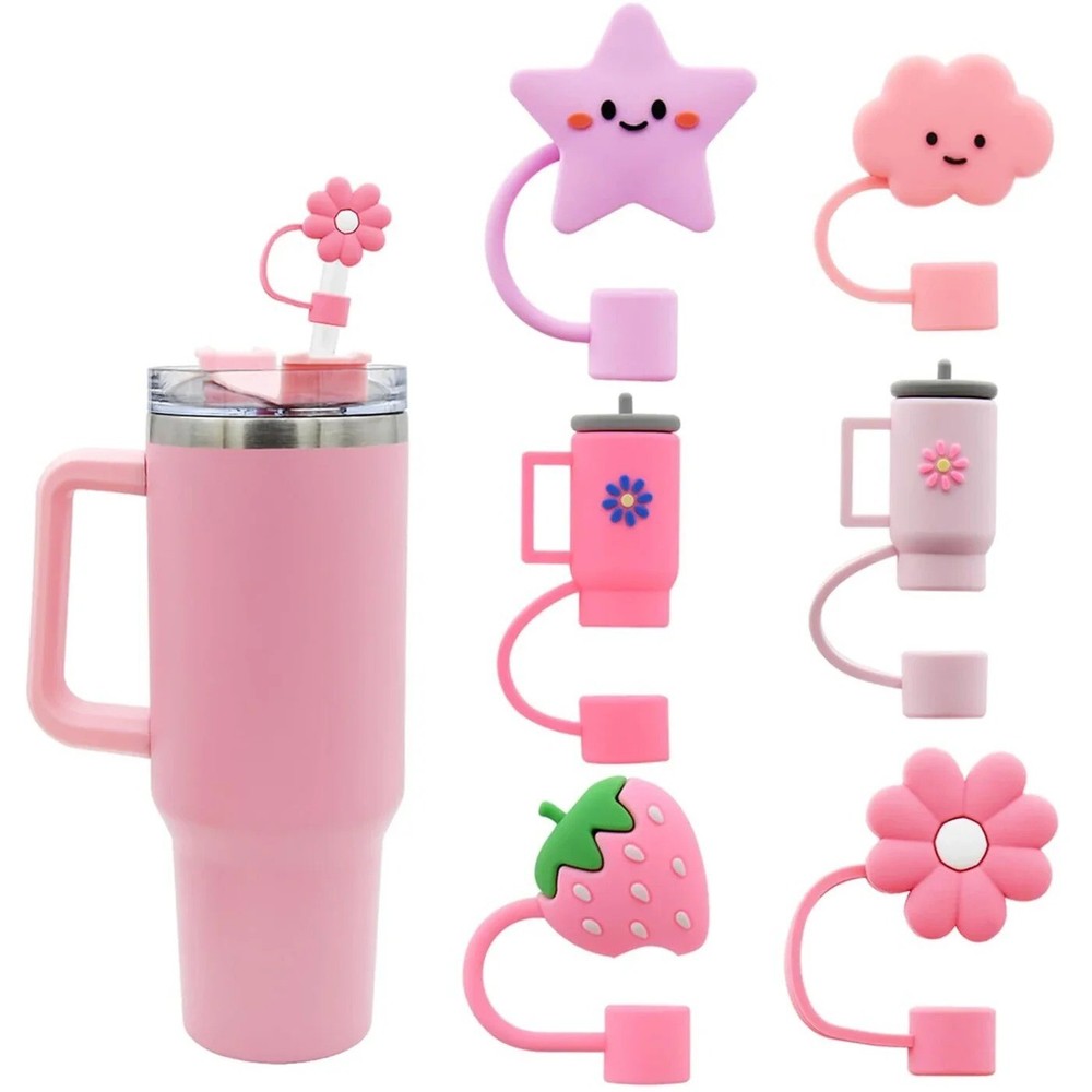 6Pcs Straw Cover Cap for Stanley Cup,Silicone Straw Topper Compatible with 30&40