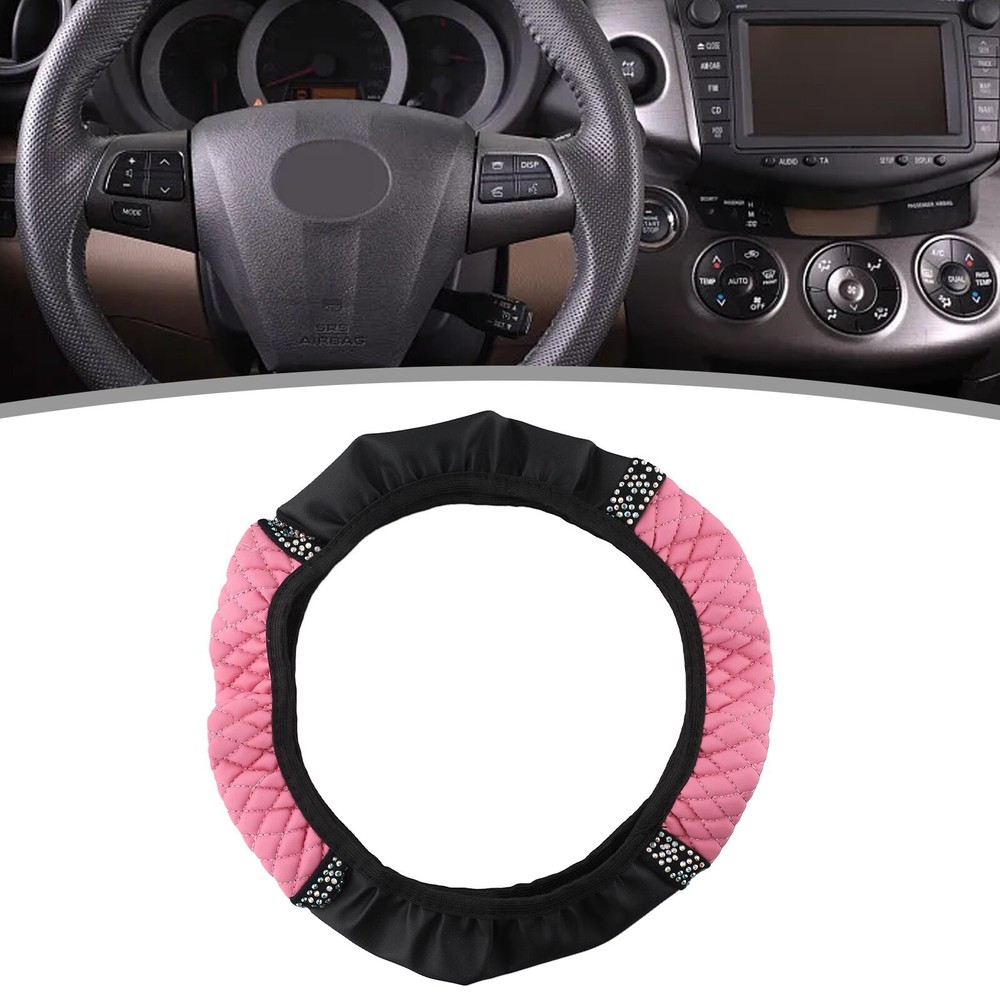 Auto Accessories Car Steering Wheel Cover Car Interior Diamond PU Leather