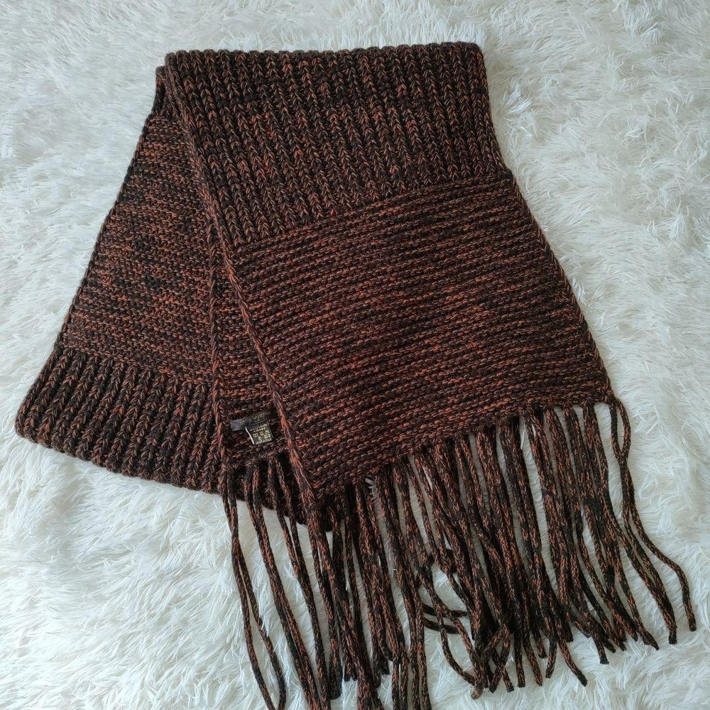 Louis Vuitton 100% Cashmere Long Scarf in Brown & Orange