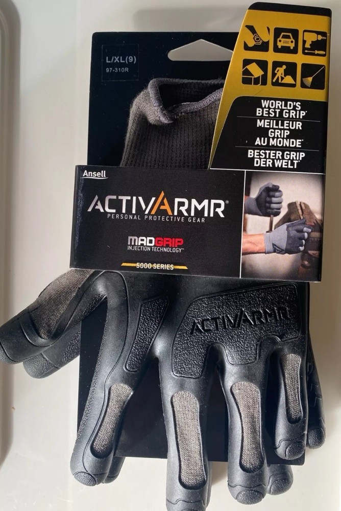 Ansell 97-310 Activarmr MadGrip Gloves Grey/Black WORLD'S BEST GRIP 5000 Series