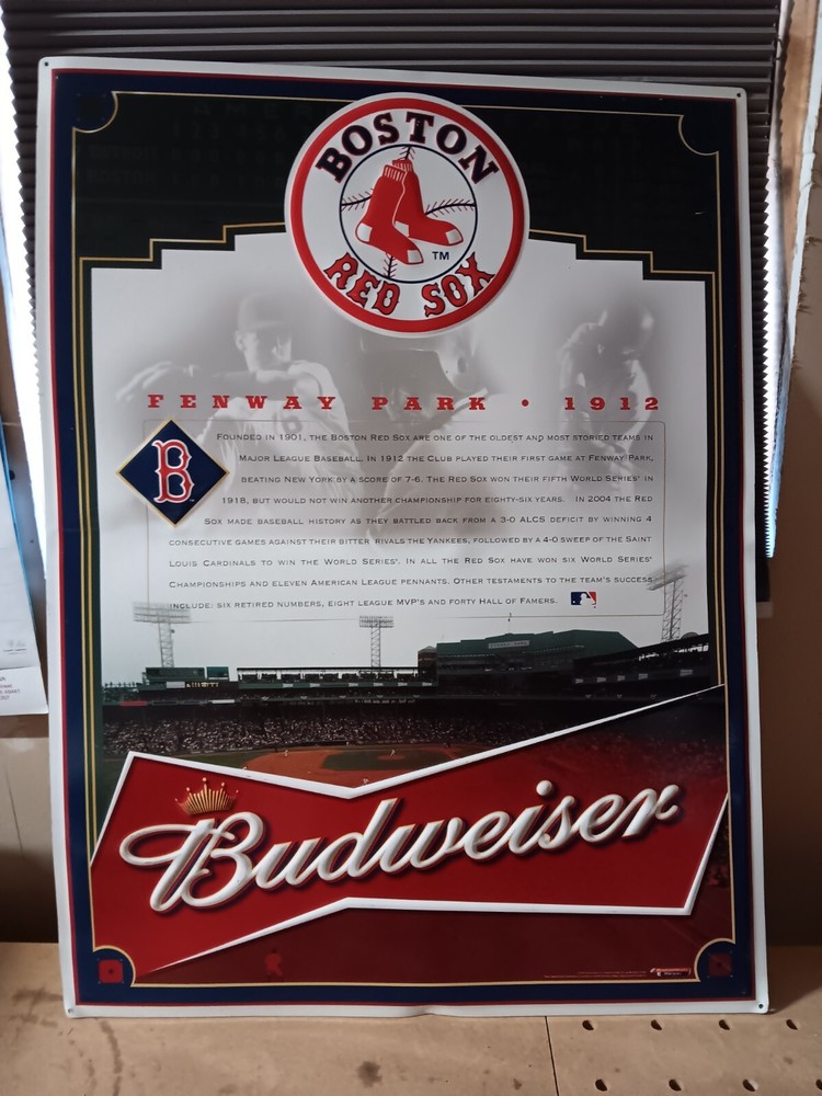 Budweiser Metal Bar Sign BOSTON RED SOX
