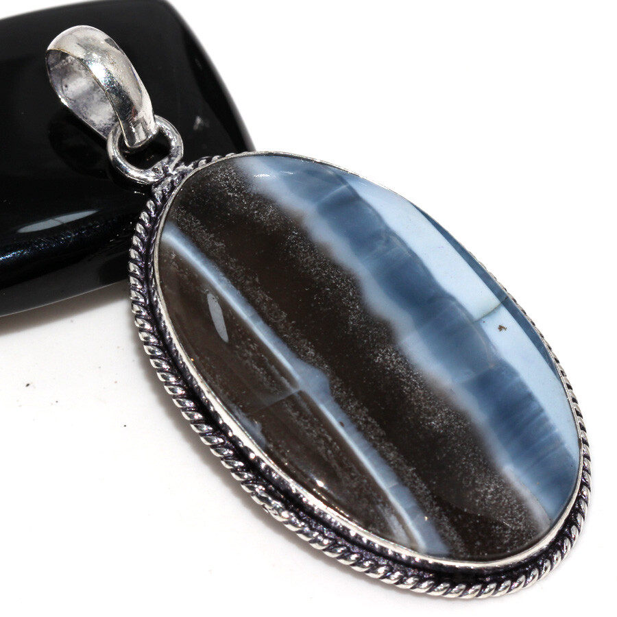Owhyee Blue Opal 925 Silver Plated Gemstone Pendant 2.5