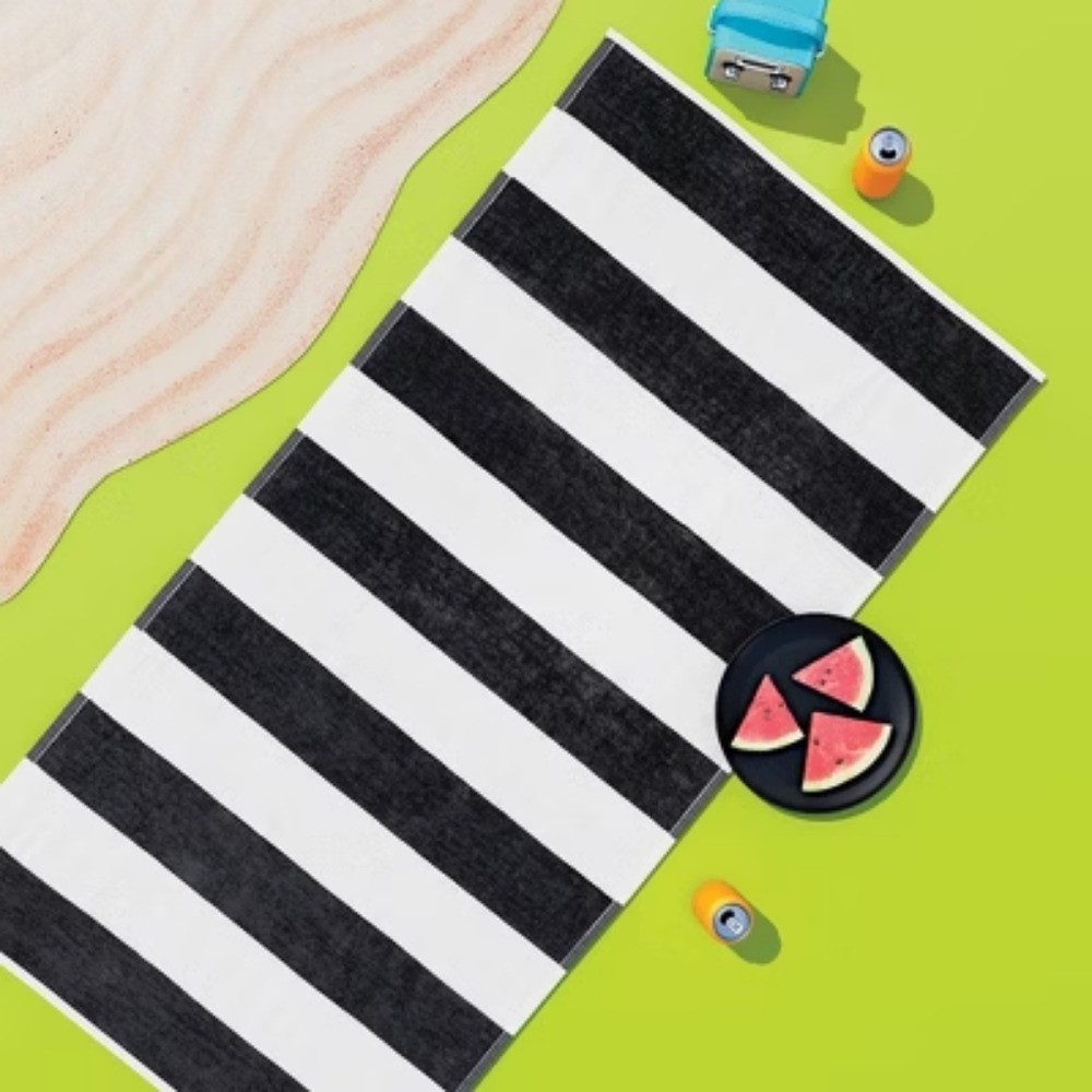 Striped Beach Towel by Sun Squad - Soft Quick-Dry Sand-Free Design  