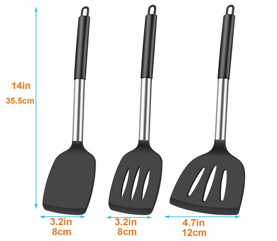 3 Pcs Spatula Silicone Spatula Turner Set Cooking Use Kitchen Utensils Set