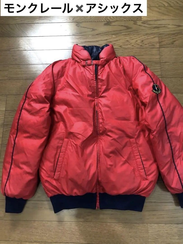 MONCLER ASICS Reversible Down Jacket Red Mens Vintage Japan RIN