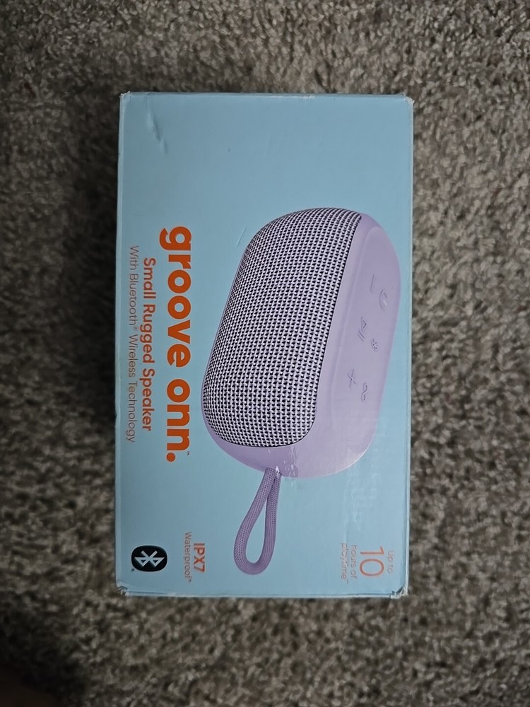 Onn Compact Rugged Bluetooth Speaker in Lilac with Rechargeable Battery