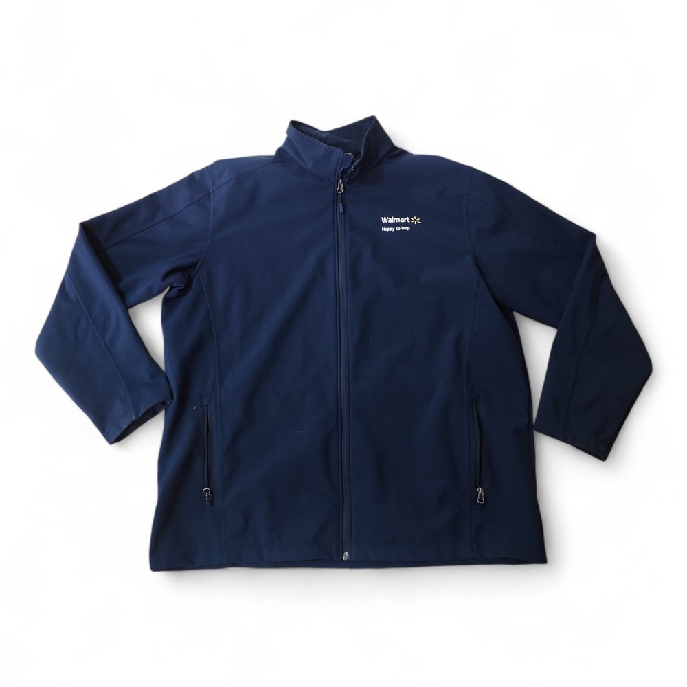Port Authority Walmart Mens 2XL Blue Welded Soft Shell Jacket Full Zip J317 EUC