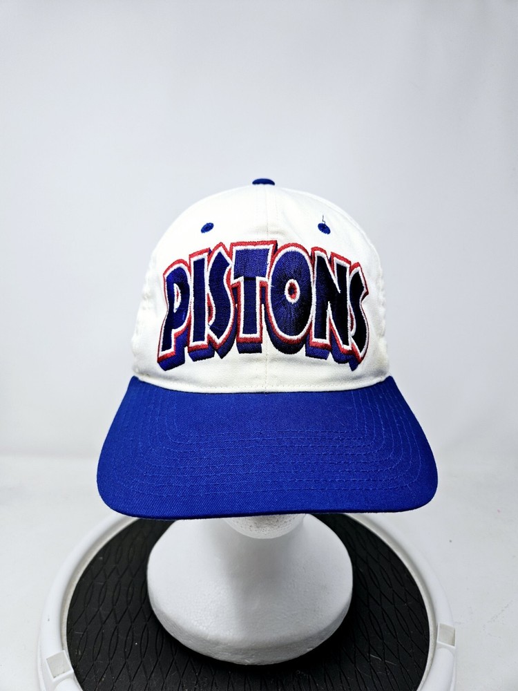 Vintage Detroit Pistons Embroided Spellout 90s Snapback Hat NBA FAST SHIPPING