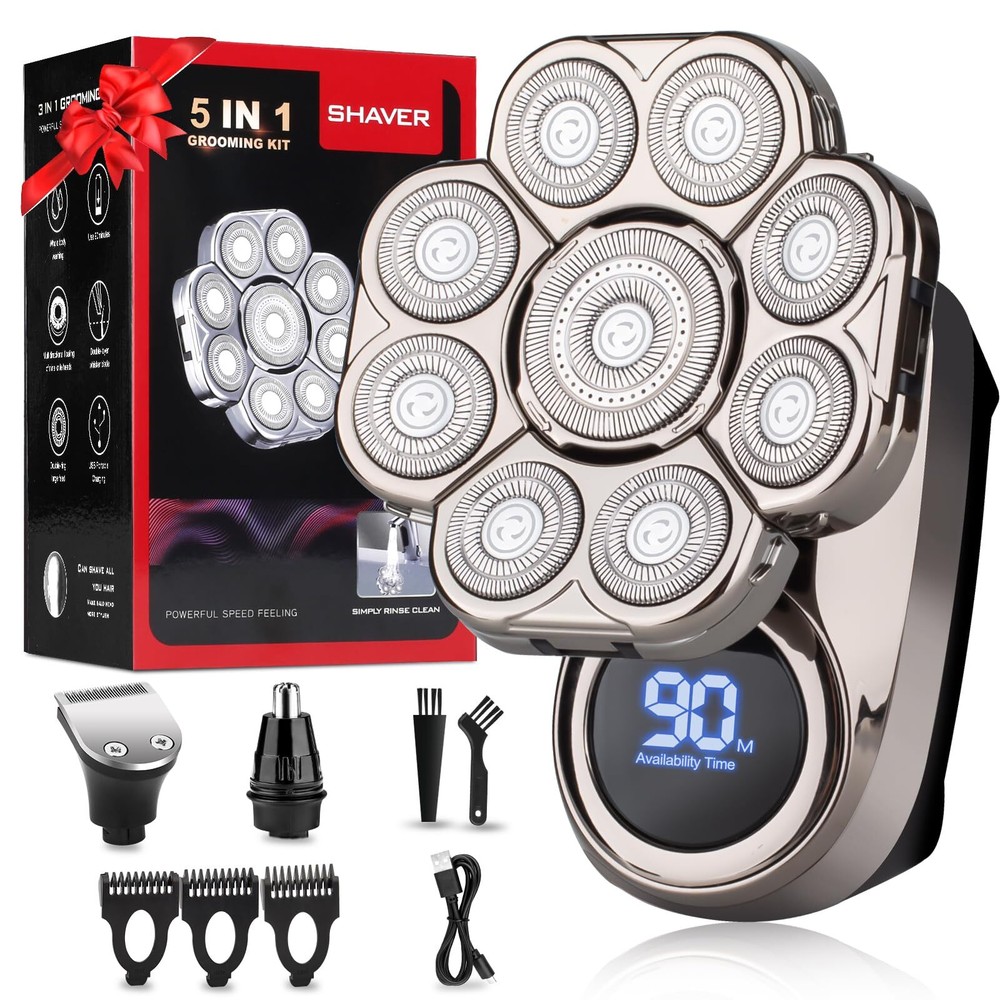 9D Head Shavers for Bald Men, Electric Razor for Men to Shave Fast with LED D...