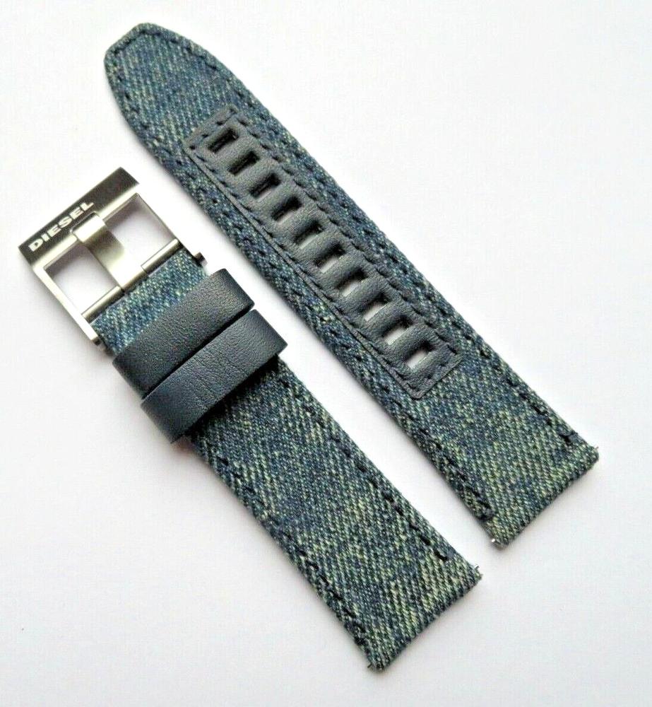 Diesel Original Spare Band Leather Textile DZT2015 Watch Jeans Denim Blue Strap