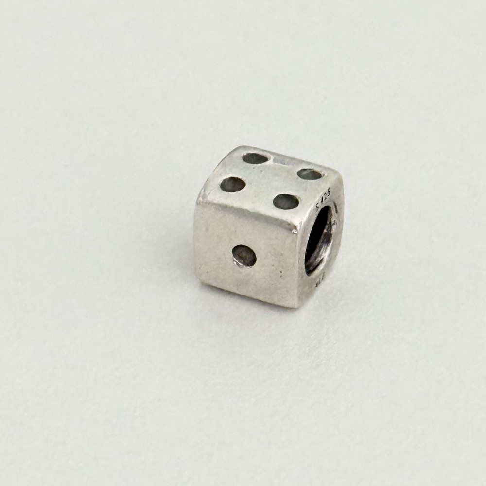 Pandora 925 Sterling Silver Dice Retired Block Bead Charm