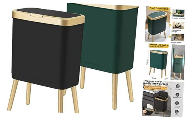 2-Pack 4-Gallon Modern Bathroom & Kitchen Trash Can with Lid