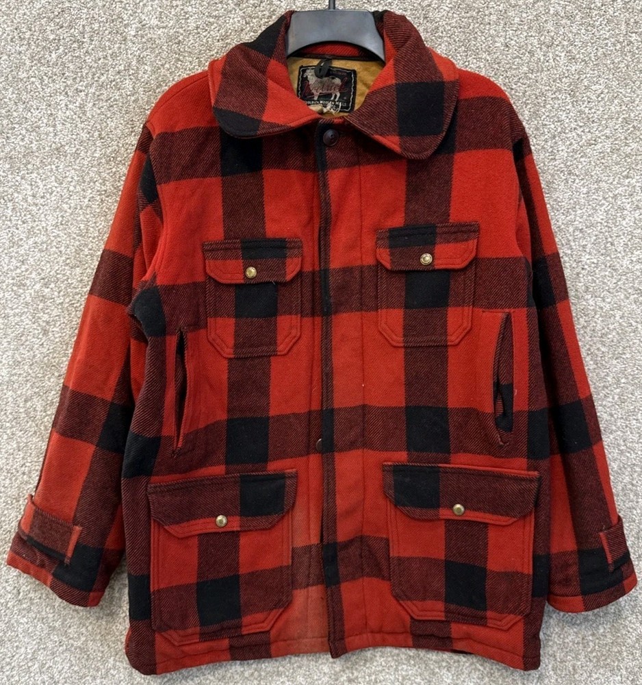 Vintage Woolrich 505 FLAWS Mens Wool Plaid Hunting Jacket Size 40 Field Coat USA