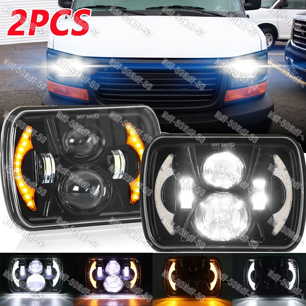 7x6 LED Headlights with Halo DRL DOT Approved for Chevy Express Cargo Van 1500 2500 3500