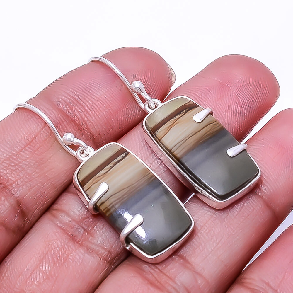 Natural Landscape Jasper -Owyhee Gemstone 925 Sterling Silver Earring 1.56