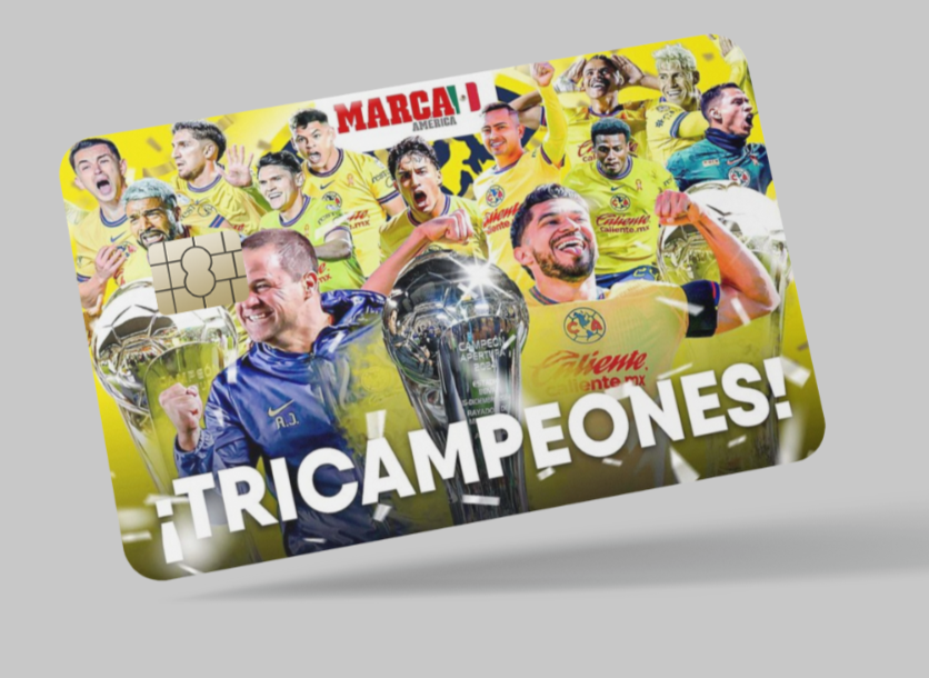 CLUB AMERICA TRICAMPEON , FUTBOL , 2 pc credit card skin & DEBIT CARD,TROLLEY