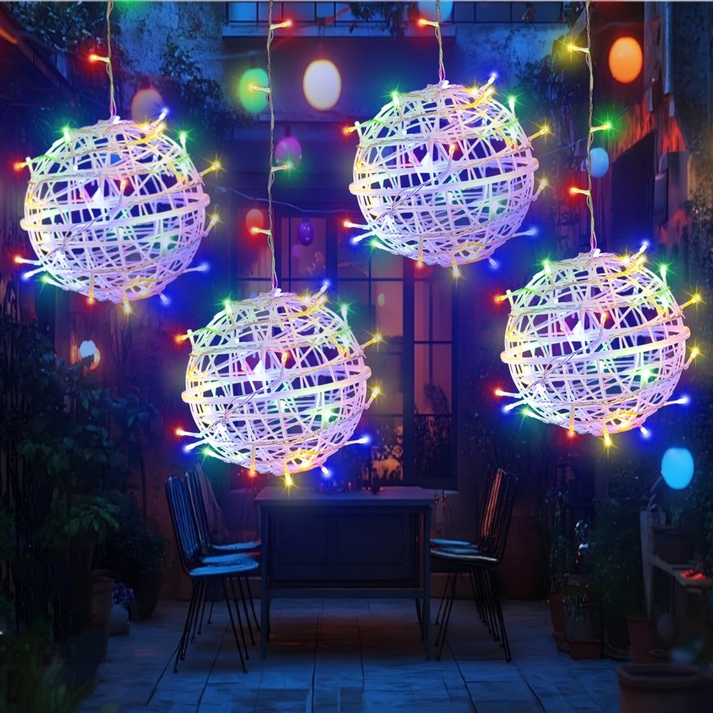 Outdoor Christmas Ball Lights 4 Pack Hanging 15.7
