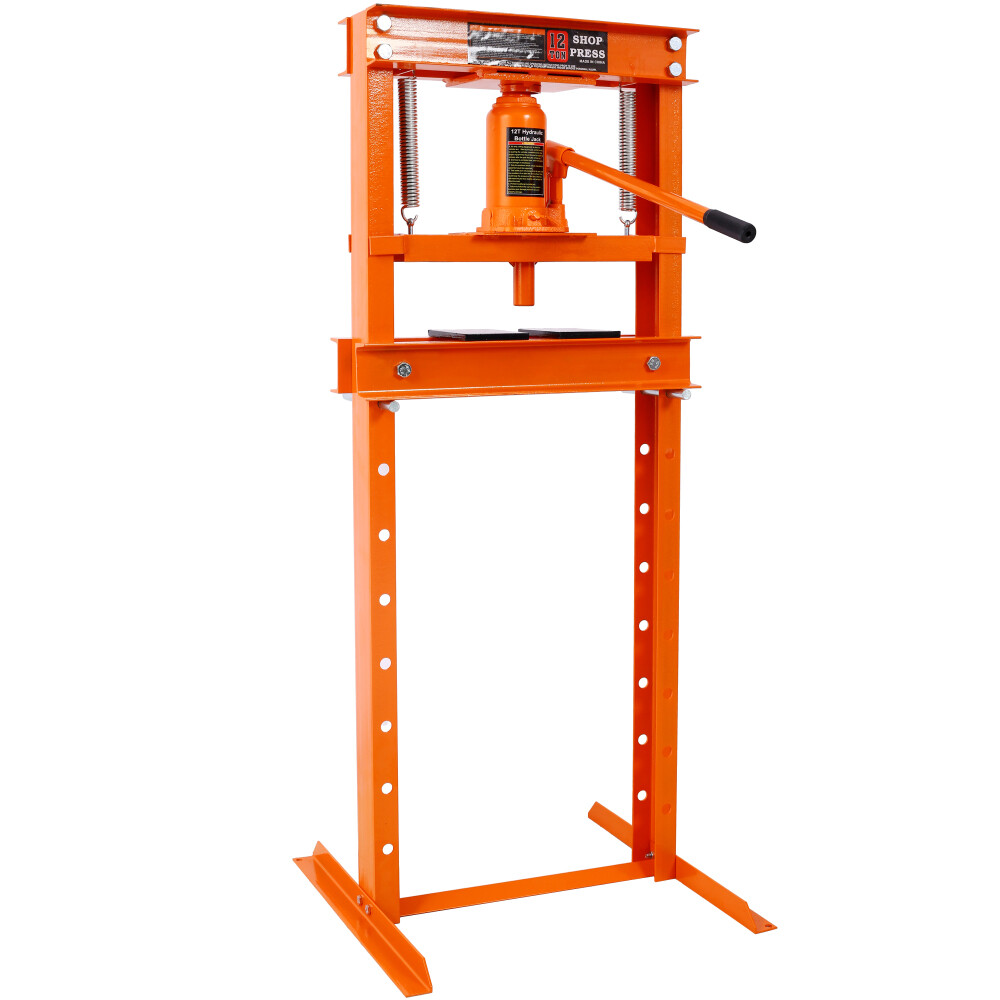 Hydraulic Shop Press ,12-Ton Capacity , Floor Mount ,with Press Plates, H-Frame