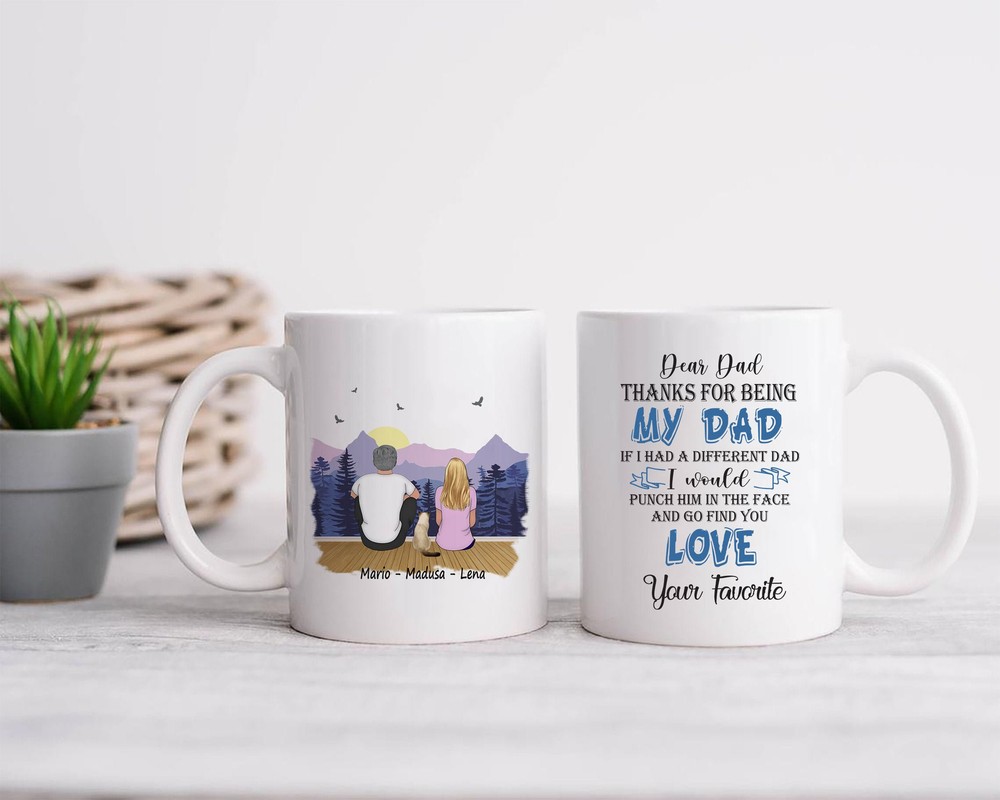 Father And Daughter Coffee Mug Dear Dad Thanks For Being My Dad Coffee Mug