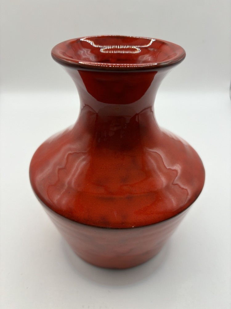 Mid Century Atomic Red Art Pottery Vase