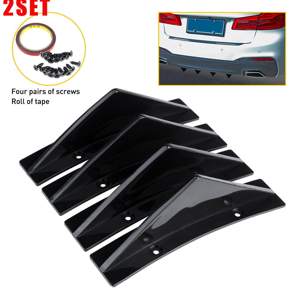2-Piece Rear Bumper Diffuser Shark Fin Spoiler Lip for Honda Civic Sedan