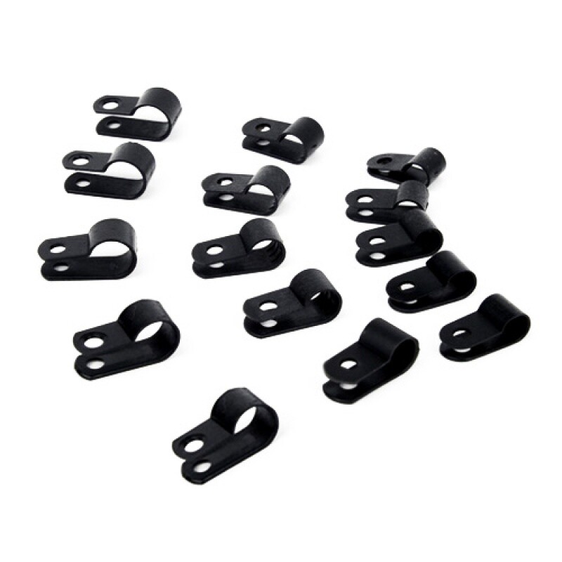 Black P Clip Nylon Plastic Cable Wire Hose Pipe Tube Clamp Fastener Mount Tidy