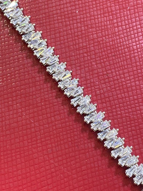 8Ct Baguette Lab-Grown Diamond Tennis Bracelet in 14K White Gold