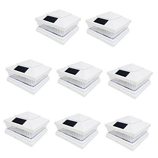 6x6 Solar LED Post Cap Light - 8 Pack White Deck Fence Lights