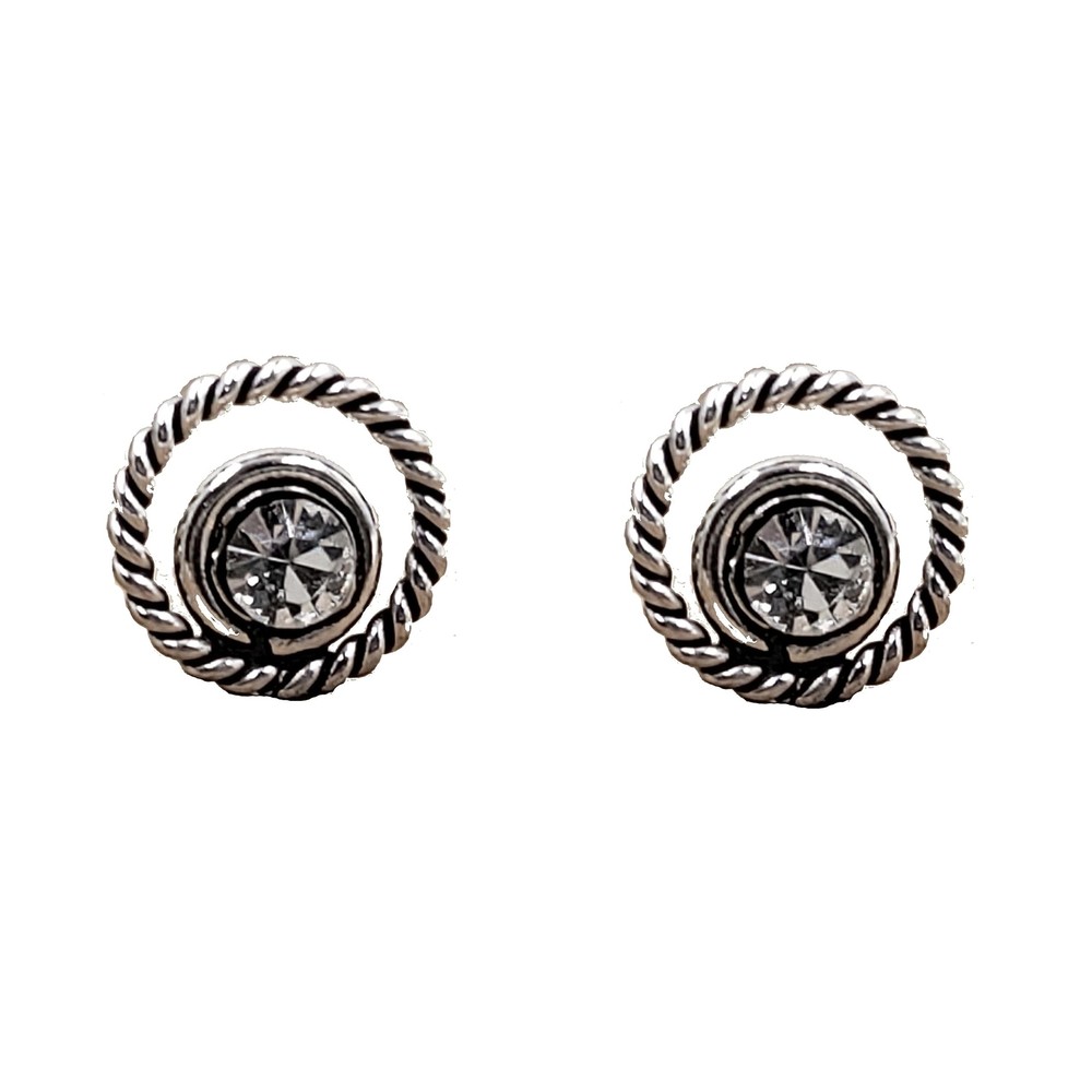 CZ Art Round Studs Silver Oxidised Studs Jewel Art Gift solid 925 Gift